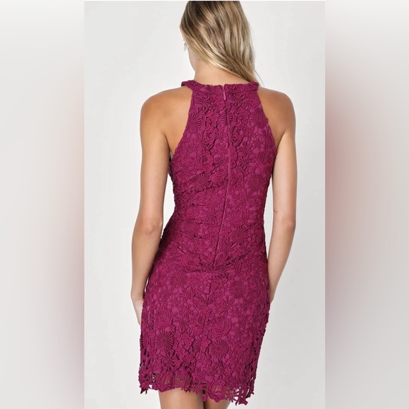 Lulus Love Poem Lace Mini Dress Magenta Pink Size S Party Cocktail - Picture 2 of 15